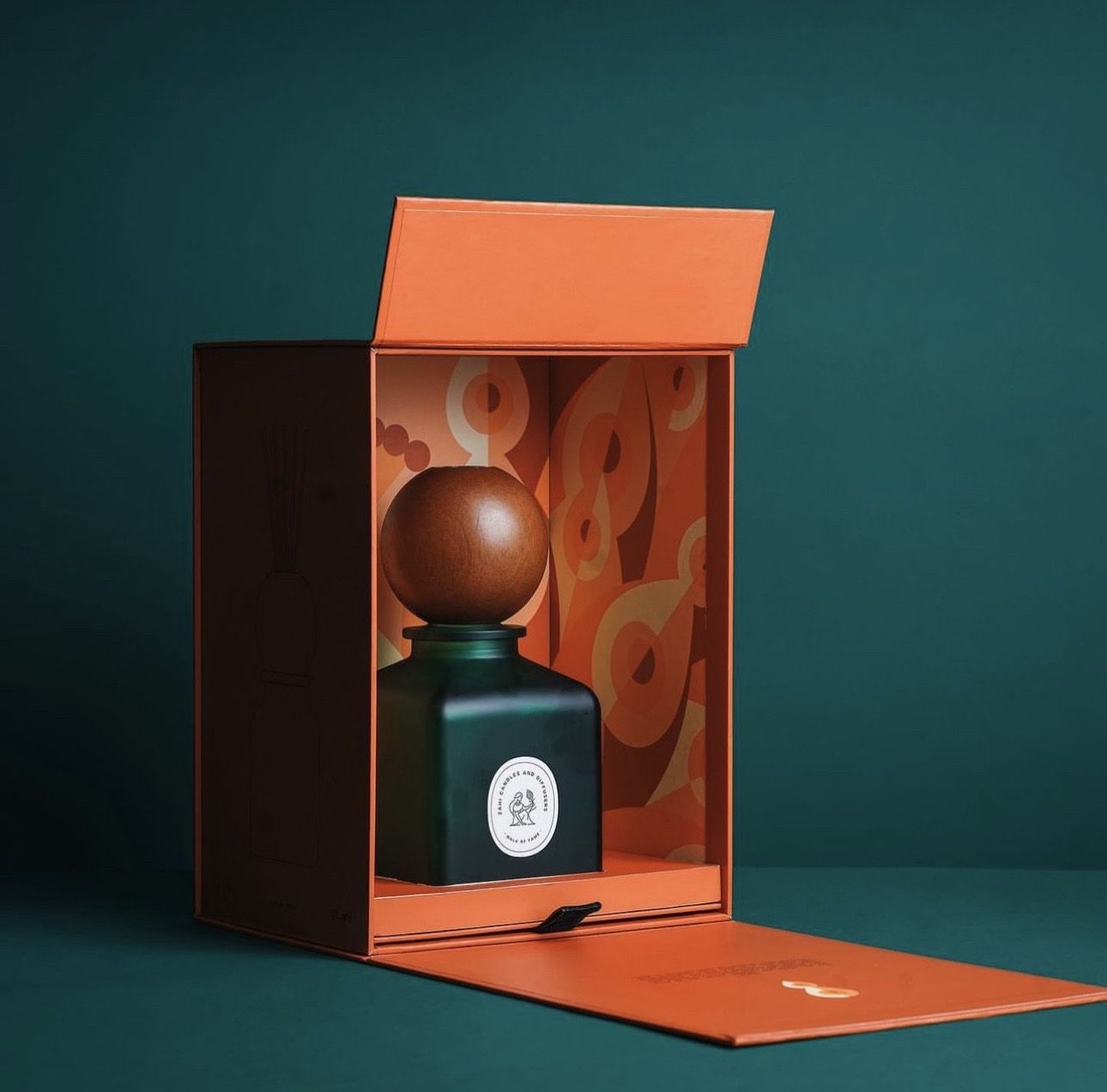 Orange double-opening perfume presentation box
